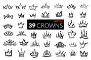Vector hand drawn crowns