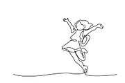 Happy girl pupil running and jumping