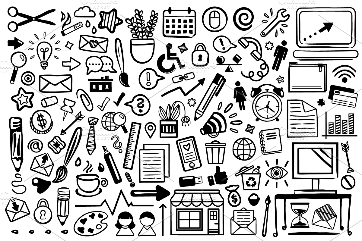 Office Doodle Clip Art Set in Illustrations - product preview 8