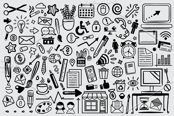 Office Doodle Clip Art Set in Illustrations - product preview 4