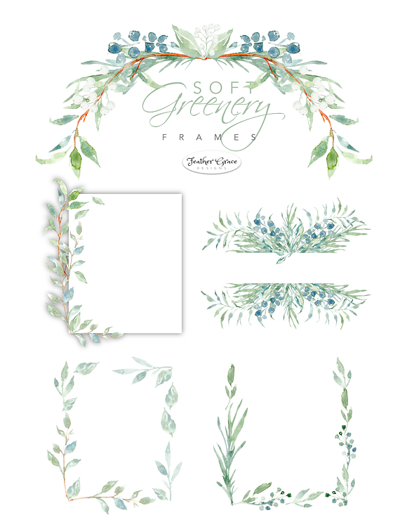 Watercolor Greenery & Wreaths in Illustrations - product preview 2