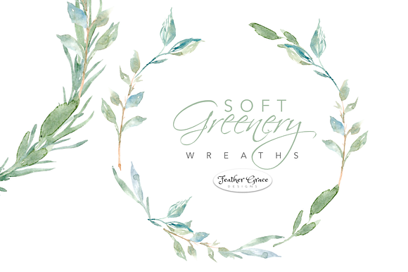 Watercolor Greenery & Wreaths in Illustrations - product preview 9