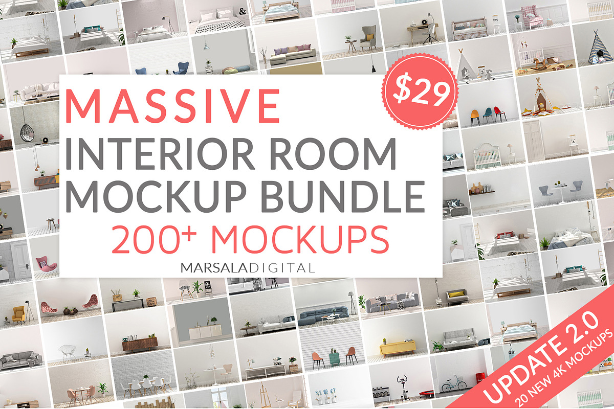MASSIVE Interior Room Mockup Bundle in Product Mockups - product preview 8