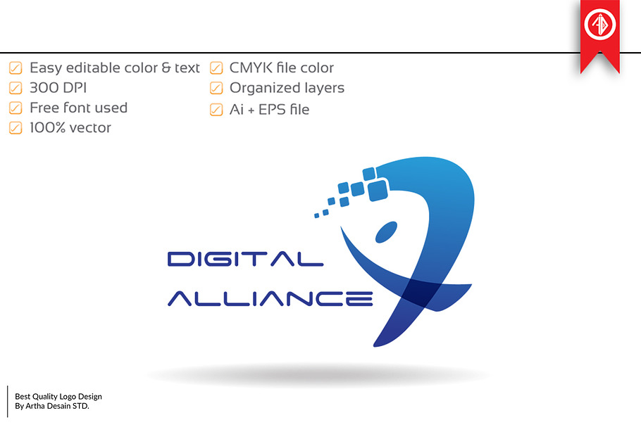 Digital Letter D Logo Template