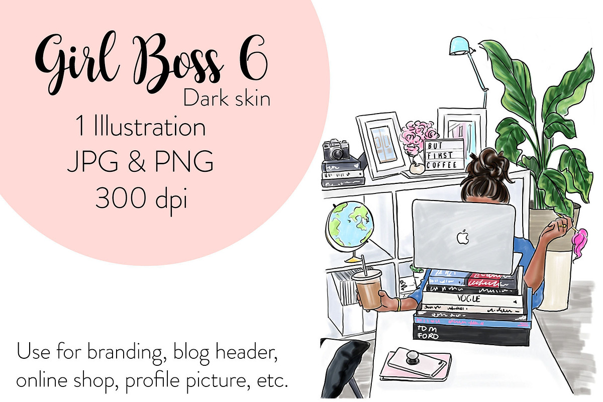 Girl boss 6 - Dark Skin illustration in Illustrations - product preview 8