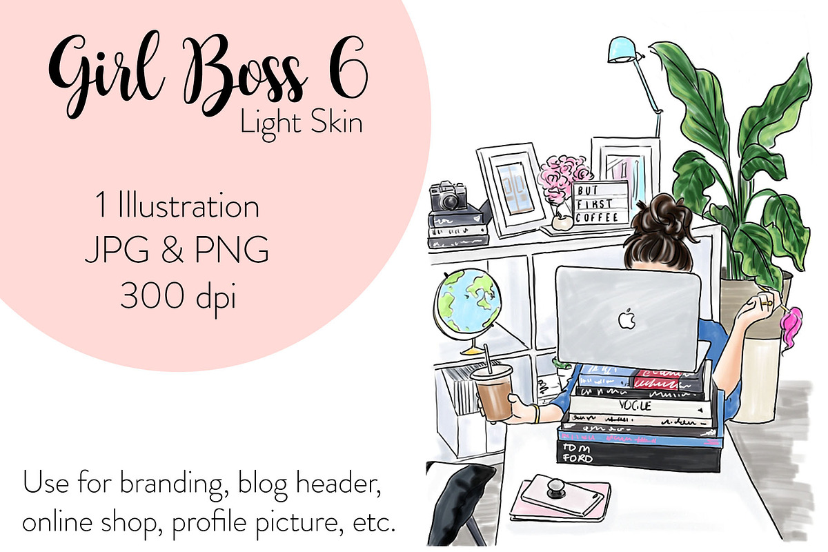 Girl boss 6 -Light Skin illustration in Illustrations - product preview 8