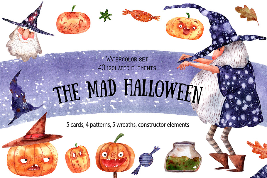 The Mad Halloween - Watercolor Set in Illustrations - product preview 8