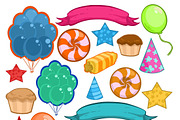 Colorful Birthday Party Elements Set