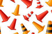 Yellow and red road cones