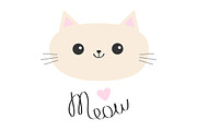 Cute cat. Meow. Pink heart