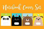 Panda, cat, dog, bear. Cover set 