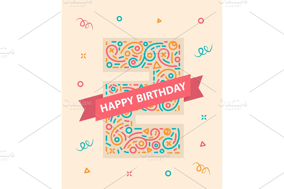 Happy birthday number 2 Colorful in Illustrations - product preview 8