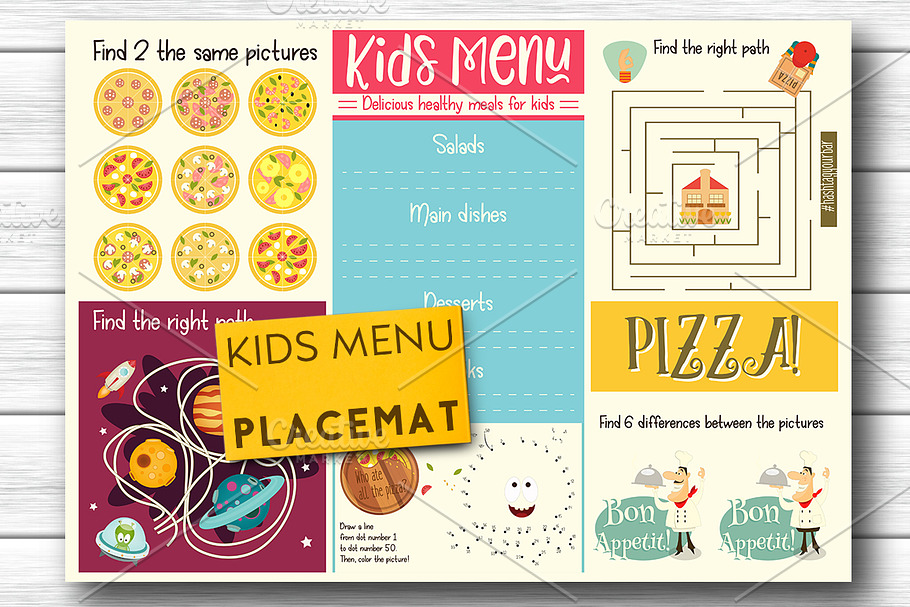 Kids Menu Placemat in Illustrations - product preview 8