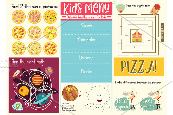 Kids Menu Placemat in Illustrations - product preview 1