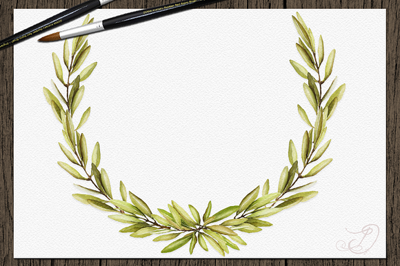 Green Olive Watercolor Clip Art in Illustrations - product preview 2