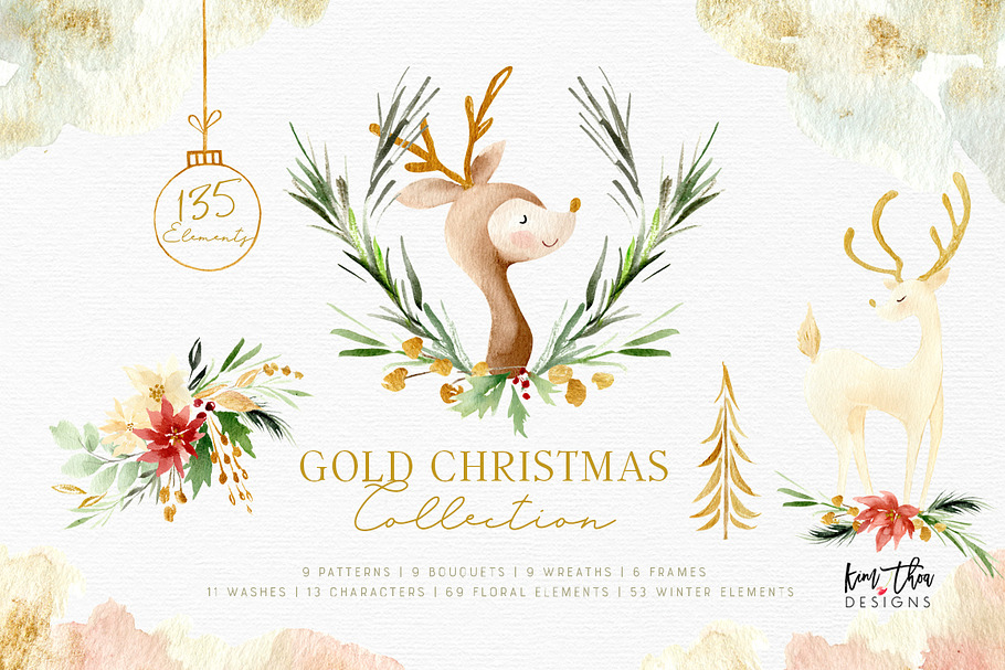 Gold Christmas Collection in Illustrations - product preview 8