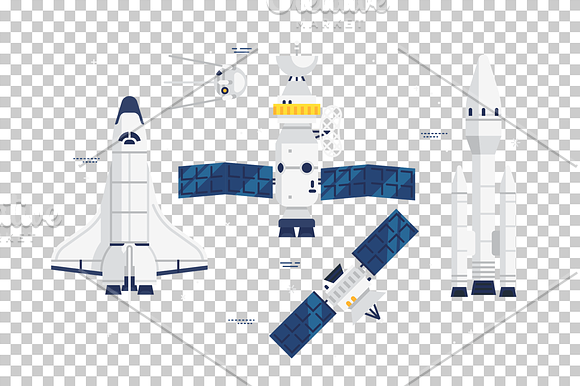 Spacecraft flat vector pack in Illustrations - product preview 1
