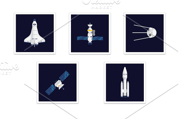 Spacecraft flat vector pack in Illustrations - product preview 2