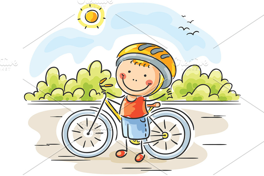 Little boy and his bike in Illustrations - product preview 8