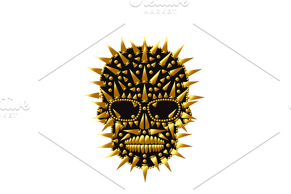 Happy Halloween skull icon gold abst