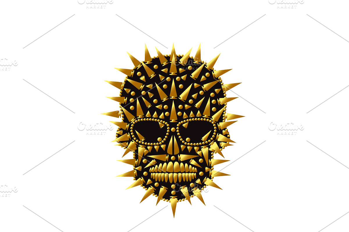 Happy Halloween skull icon gold abst in Graphics - product preview 8