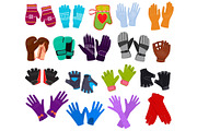 Glove vector woolen xmas mittens and