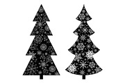 Christmas trees, silhouette