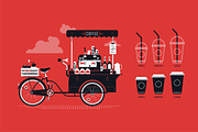Bicycle Coffee Cart & Take Away Cups