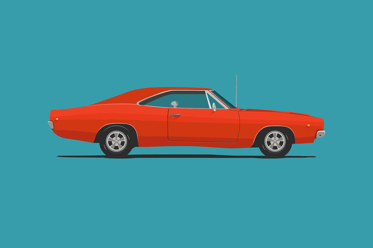 Red classic muscle car. in Illustrations - product preview 8