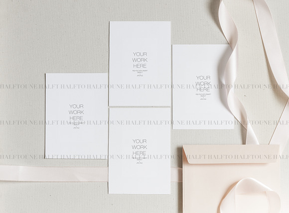 Modern Pale Pink Card Set Mockup in Graphics - product preview 3