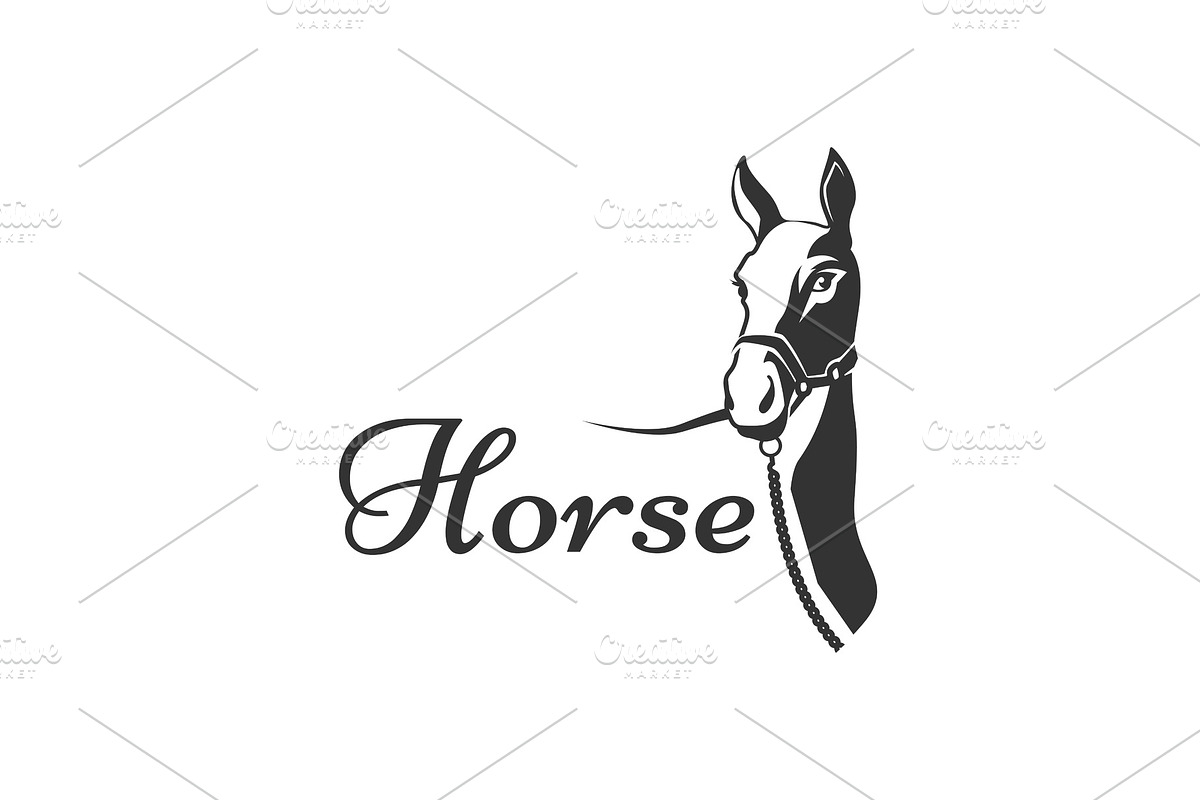 Vector silhouette of a horses head in Illustrations - product preview 8