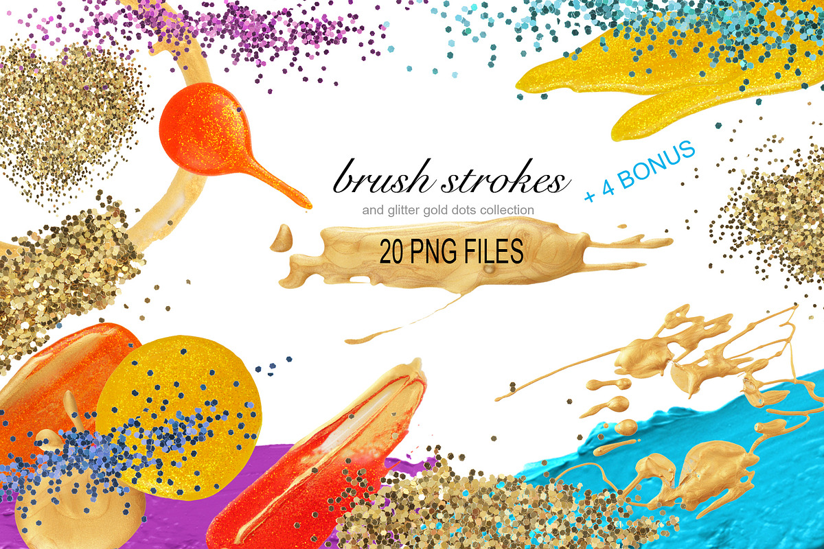 PNG Brush Stokes, Gold Glitter in Textures - product preview 8