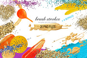 PNG Brush Stokes, Gold Glitter