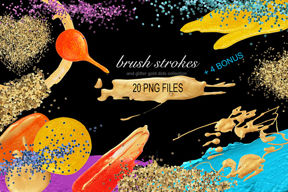 PNG Brush Stokes, Gold Glitter in Textures - product preview 3