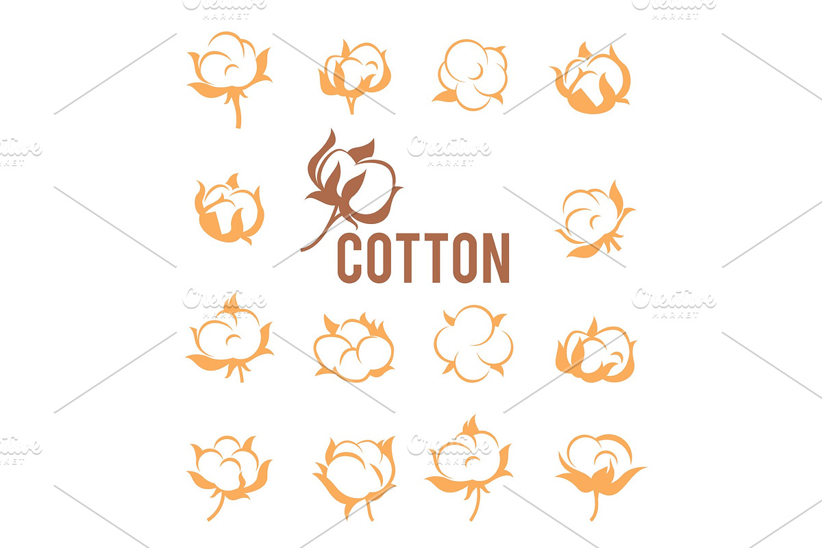 Cotton logos, icons, labels in Illustrations - product preview 8