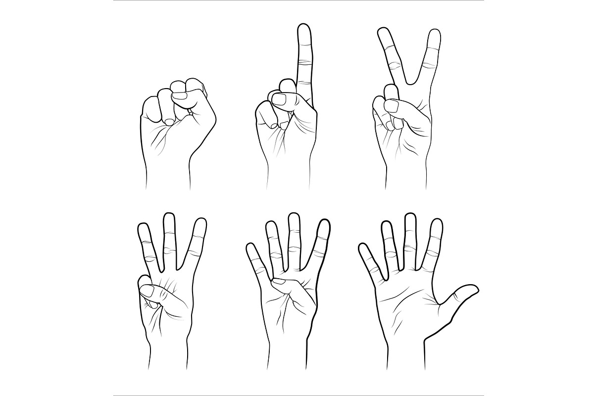 Counting hands (0 to 5)  in Illustrations - product preview 8