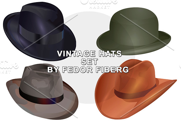 Set of vintage vector hats