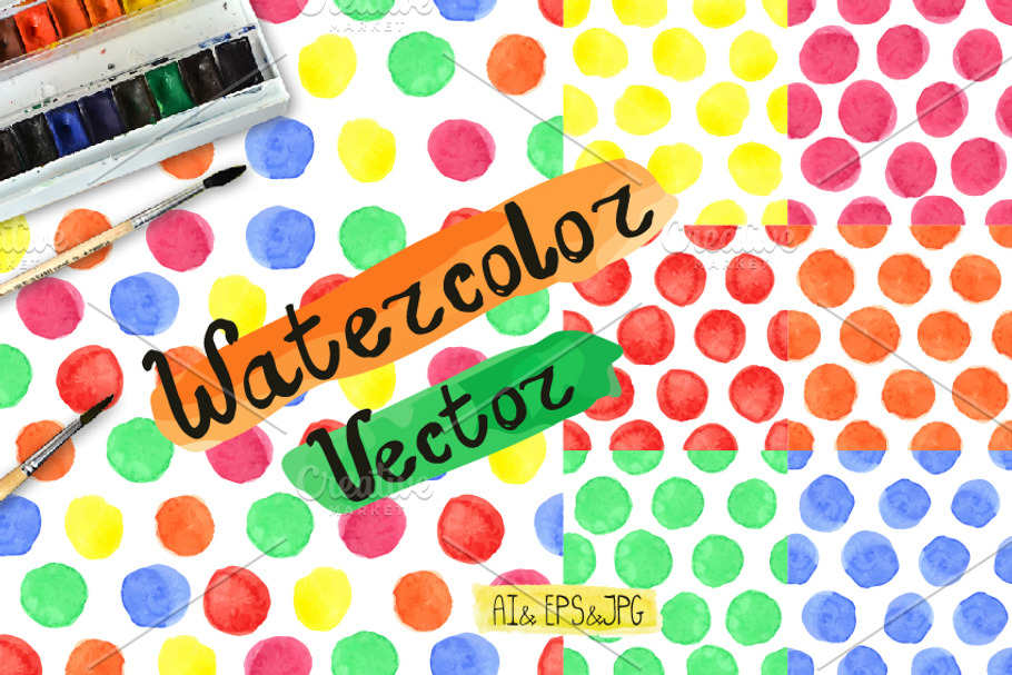 Watercolor Baby pattern. Polka dot in Patterns - product preview 8