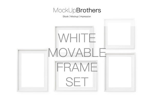 Deep white movable frame set mockup
