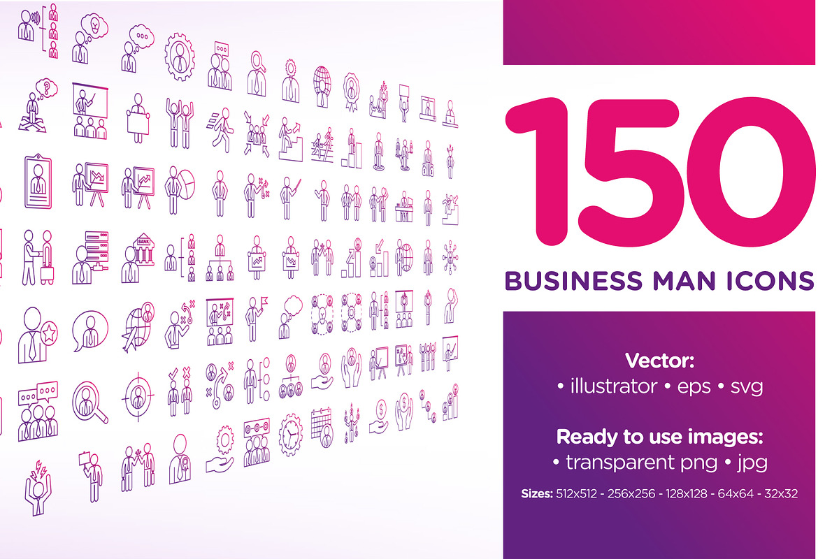 Business Man Purple Line in Business Icons - product preview 8