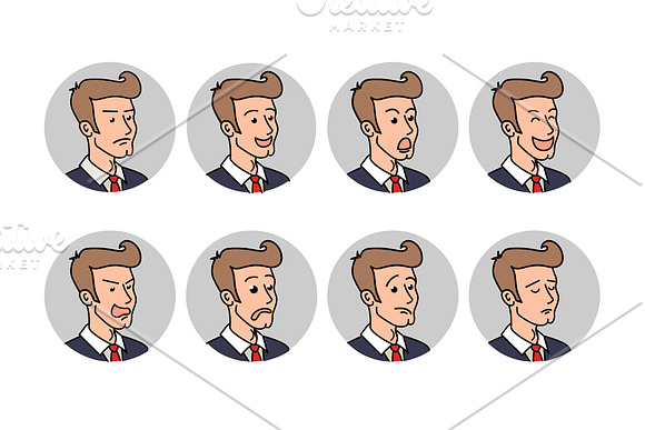 Businessman with different emotions. in Graphics - product preview 1