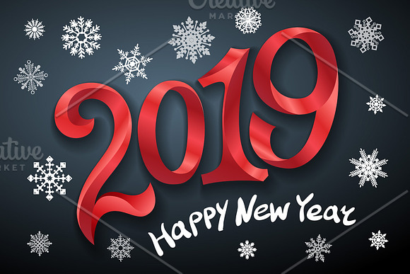 2019 Happy New Year. tape Red number in Graphics - product preview 2