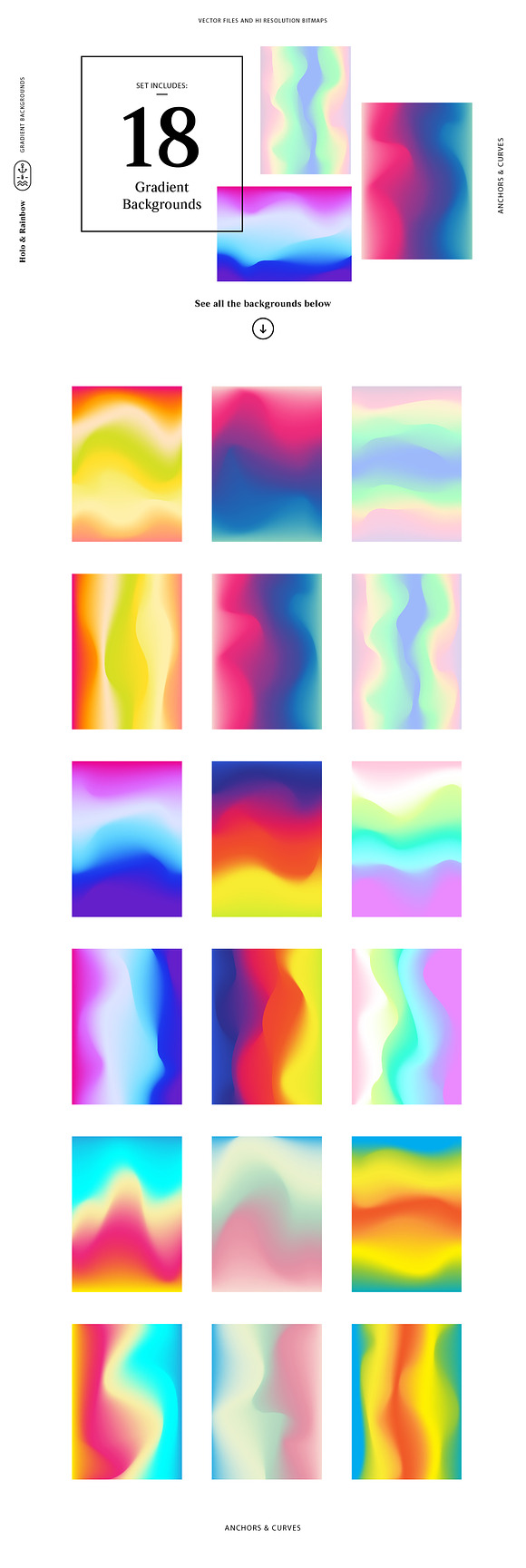 Holo&Rainbow Gradient Background Set in Textures - product preview 4