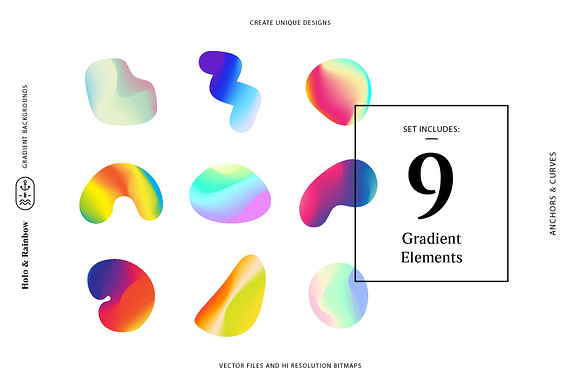Holo&Rainbow Gradient Background Set in Textures - product preview 5