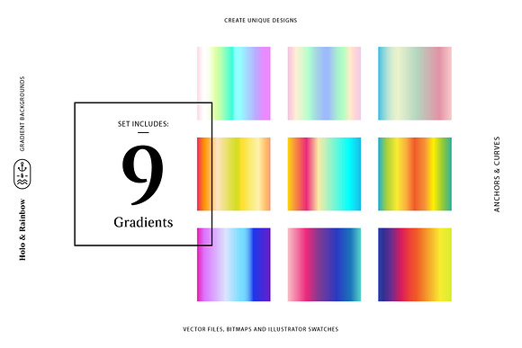 Holo&Rainbow Gradient Background Set in Textures - product preview 6