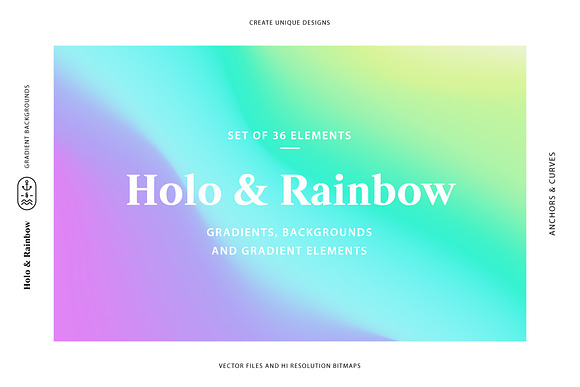 Holo&Rainbow Gradient Background Set in Textures - product preview 7