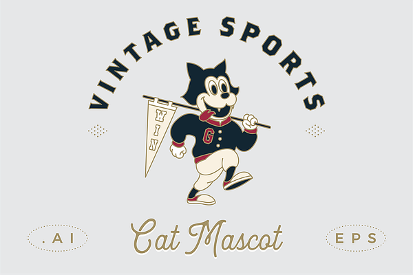 Vintage Sports Cat Mascot