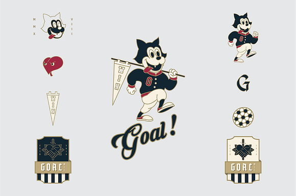 Vintage Sports Cat Mascot in Graphics - product preview 1