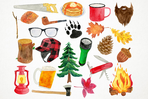 Watercolor Lumberjack Clipart in Illustrations - product preview 1