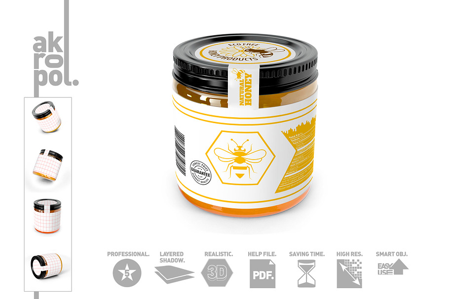 Honey Jar Bottle Mockup in Product Mockups - product preview 8